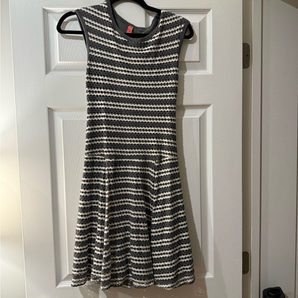 Striped Black and White Sleeveless Dress
